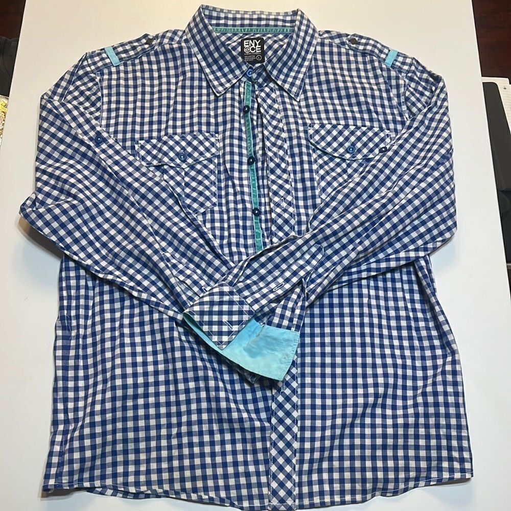 Enyce blue checkered button down shirt‎